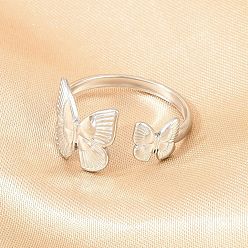 Нержавеющая Сталь Цвет 304 открытые кольца-манжеты из нержавеющей стали для женщин, бабочка, цвет нержавеющей стали, 11.5 мм, размер США 8 1/2 (18.5 мм)
