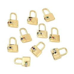 Настоящее золото 18K Латунь с разноцветными подвесками из кубического циркония, запирать, без кадмия и без свинца, долговечный, стойки покрытие, реальный 18 k позолоченный, 16.5x11.5x5.5 мм, отверстие : 7x5 мм