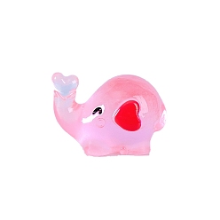 Ярко-Розовый Светящиеся смоляные статуэтки слона с сердечками для украшения рабочего стола автомобиля, светящиеся в темноте украшения, ярко-розовый, 15x22 мм