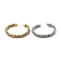 Mixed Color 304 Stainless Steel Mesh Twist Rope Open Cuff Bangle for Women, Mixed Color, Inner Diameter: 2-1/8 inch(5.5cm)