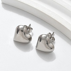Нержавеющая Сталь Цвет 304 серьги-гвоздики из нержавеющей стали для женщин, сердце, цвет нержавеющей стали, 12x13 мм