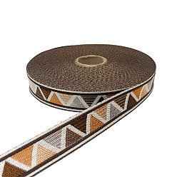 Сэнди Коричневый Вышивка полиэфирными лентами в этническом стиле, жаккардовая лента, тирольская лента, аксессуары для одежды, треугольник шаблон, песчаный коричневый, 1-1/8 дюйм (27 мм), около 57.96 ярдов (53 м) / рулон