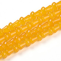 Золотистый Выпечки нарисованных стеклянных бусин прядей, гриб, золотые, 11.5~12x7.5~8 мм, отверстие : 0.8 мм, около 65~67 шт / нитка, 30.31~31.10 дюйм (77~79 см)