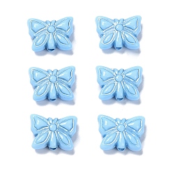 Светло-Голубой Непрозрачные акриловые бусины, металла обвитые, бабочка, Небесно-голубой, 11x14.5x5 мм, отверстие : 1.8 мм, Около 740 шт / 500 г