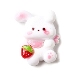 Кролик Белый милый непрозрачный смоляной кабошон, кролик, 26x19x9 мм