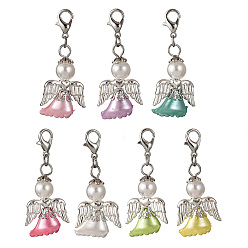 (52) Непрозрачная лаванда Ангел пластиковые жемчужины и акриловые подвесные украшения, с цинковым сплавом застежками омаров коготь, разноцветные, 43 мм