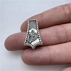 Античное Серебро Сплавочные овальные бусины тибетского стиля , кисточка вилка линкер, античное серебро, 24x14 мм, отверстие : 2 мм, Около 140 шт / 500 г