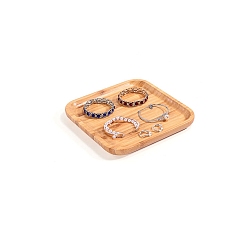 BurlyWood Bamboo Jewelry Organizer Tray, Earring Ring Bracelet Necklace Display Plate, Squart, BurlyWood, 20x20x2cm
