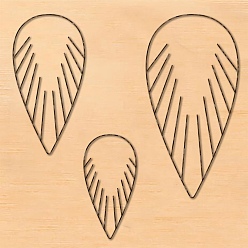 Дерево Резка дерева, Со сталью, кожа плесень, для diy scrapbooking / фотоальбом, декоративная тисняющая бумажная карточка, слеза, 99x99x24 мм, слеза, : 66.5x31 мм, 36.5x16.5 мм, 50.5x25.5 мм