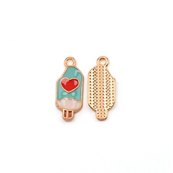Light Sea Green Alloy Enamel Pendants, Ice-Lolly, Light Sea Green, 20.4x8.3x2mm, Hole: 1.6mm
