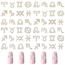 (52) Непрозрачная лаванда 72 шт. 2 цвета 12 стили сплава страз кабошоны, украшения для ногтей в виде двенадцати созвездий, разноцветные, 8.5~12x7.5~11.5x1.5 мм, 3 шт / цвет, 12 шт / пакет