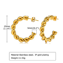 Золотой Серьги шпилька нержавеющая сталь, твист, золотые, 29 мм