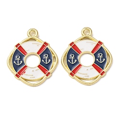 Ring Подвески из морского сплава с эмалью, золотые, свиные кольца прелести, 23x19x1 мм, отверстие : 1.8 мм