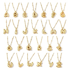 Letter A~Z Латунное ожерелье с подвеской в виде заглавной буквы, ожерелья с буквами из воздушных шаров, реальный 18 k позолоченный, Письмо ~ Z, 17.52 дюйм (44.5 см), буква: 13.5~20x11~19 мм.