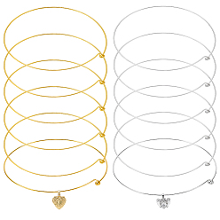 Платиновый & Золотой 12шт. 2 цвета, железный чокер для изготовления, жесткие ожерелья, платиной и золотом, внутренний диаметр: 5.71 дюйм (14.5 см), 2~13 мм, 6 шт / цвет