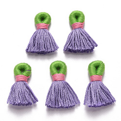 Средний Синий Шифер Хлопок кисточкой украшения кулон, средний грифельно-синий, 35~45x11~12x6 мм, отверстие : 4~6x5~7 мм