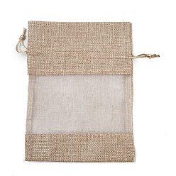 Светло-коричневый Пакеты для упаковки в хлопок, шнурок сумки, с лентами из органзы, загар, 18.3x13x0.35 см