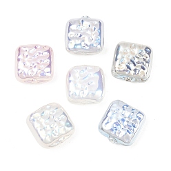 (52) Непрозрачная лаванда Гальванизированные стеклянные бусины, имитирующие жемчуг, квадратный, текстура, разноцветные, 14.5~15x14x6.5~7 мм, отверстие : 1.2 мм