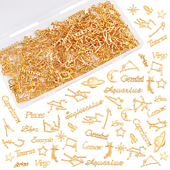 Golden Olycraf Alloy Cabochons, for DIY Crystal Epoxy Resin Material Filling, Mixed Shapes, Golden, 186pcs/Box