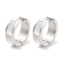 Нержавеющая Сталь Цвет 304 серьги-кольца из нержавеющей стали и натуральных ракушек для женщин, с 316 ушными шпильками из хирургической нержавеющей стали, цвет нержавеющей стали, 7x19.5~20.5 мм