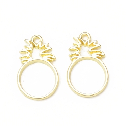 Light Gold Rack Plating Alloy Pineapple Open Back Bezel Pendants, For DIY UV Resin, Epoxy Resin, Pressed Flower Jewelry,  Cadmium Free & Nickel Free & Lead Free , Light Gold, 25x15x1.8mm, Hole: 2mm