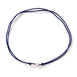 Полуночно-синий Подвеска в виде белого картофеля из искусственного жемчуга, регулируемый шнурок для ожерелья для женщин., темно-синий, 33.07 дюйм (84 см)