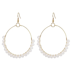 Белый Болтающие серьги из стекла, женские серьги баскетбольной жены, белые, 83x64 мм