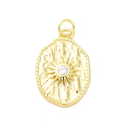 Настоящее золото 16K Латунные микро проложить кубического циркония подвески, без кадмия и без свинца, солнечные чары, с целью перехода в кольце, реальный 16 k позолоченный, 23x15x3.5 мм, отверстие : 3.5 мм