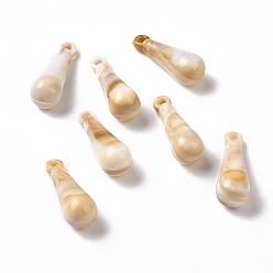 BurlyWood Acrylic Pendants, Imitation Gemstone Style, Teardrop, BurlyWood, 21.5x7.5x7.5mm, Hole: 1.5mm, about 833pcs/500g