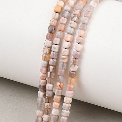 (946FM) Цитрин матовый с зеленой подкладкой Нити из натуральных розовых бусин ботсванского агата, граненый стол, вырезанный куб, 2.5x2.5x2.5 мм, отверстие : 0.6 мм, около 163 шт / нитка, 15.35'' (39 см)