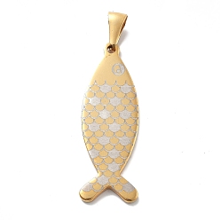 Настоящее золото 14K Ионное покрытие (ip) 304 подвески из нержавеющей стали, прелести рыбы Иисуса, реальный 14 k позолоченный, 46.5x15.5x2 мм, отверстие : 8x3 мм