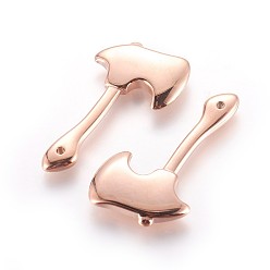Rose Gold 304 Stainless Steel Pendants, Axe, Rose Gold, 39x22.5x4mm, Hole: 2mm