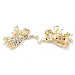Cristal AB Pendentifs en alliage, avec strass, or, sans cadmium et sans nickel et sans plomb, charmes d'ange, cristal ab, 20x28x4mm, Trou: 2.2mm