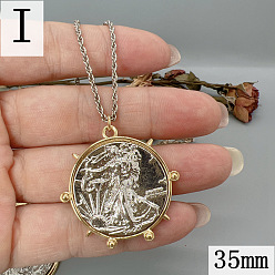 Human Латунные ожерелья с подвесками в виде медалей, платиной и золотом, человек, 23.62 дюйм (60 см), Кулон : 35 мм