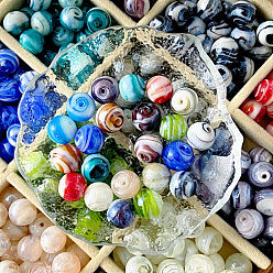 (52) Непрозрачная лаванда Бусины лэмпворк , круглые, разноцветные, 11.5~12x11~12 мм, отверстие : 1.4~1.6 мм