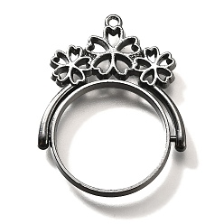 Черный Цвет Металла Подвесные подвески из сплава, для diy уф смолы, эпоксидная смола, без кадмия, без никеля и без свинца, плоские круглые с цветком, металлический черный , 39x30x3.5 мм, отверстие : 1.6 мм