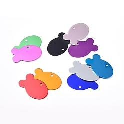 (52) Непрозрачная лаванда Алюминиевые подвески, штамповка пустой метки, рыба, разноцветные, 24x38x1 мм, отверстие : 3 мм