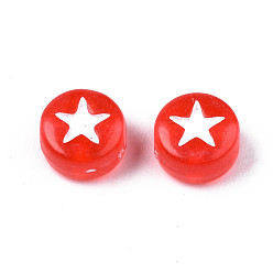 Mixed Color Transparent Acrylic Beads, Flat Round and Star, Mixed Color, 6.5x4mm, Hole: 1.6mm, about 4150pcs/500g