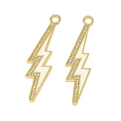 Золотой Сплав микро проложить цирконий подвески, с эмалью, долговечный, удар молнии, белые, золотые, 43x11x1.5 мм, отверстие : 3 мм