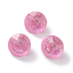 Light Rose Glass Rhinestone Cabochons, Point Back & Back Plated, Faceted, Round, Light Rose, 6.2x5mm