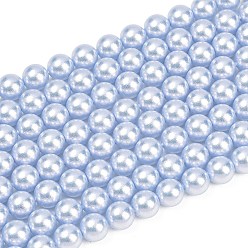 Васильковый Матовые бусы пряди стекла жемчуг, круглые, васильковый, 8 мм, отверстие : 0.7 мм, около 51~52 шт / нитка, 15.94~16.02'' (40.5~40.7 см)
