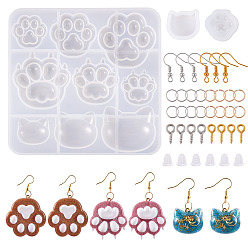 (52) Непрозрачная лаванда Набор ювелирных изделий diy, в том числе силиконовые формы, железа открыты кольца прыжок, железа открыты кольца прыжок, пластиковые гайки для ушей, железный винт с проушиной, разноцветные, 108x111x12 мм