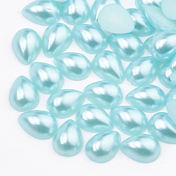 Pale Turquoise ABS Plastic Imitation Pearl Cabochons, Teardrop, Pale Turquoise, 8x5x2.5mm