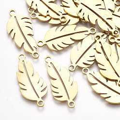 Золотой 201 соединительные звенья нержавеющие, лазерная резка, лист, золотые, 26x11x1 мм, отверстие : 1.8 мм