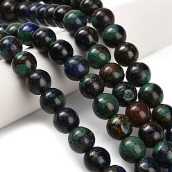 Azurite Натуральные нитки из бисера азурита, класса AB, круглые, 10~10.5 мм, отверстие : 0.9 мм, около 40 шт / нитка, 15.63~16.22'' (39.7~41.2 см)