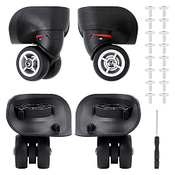 Black 4Pcs ABS Plastic Replacement Luggage Wheel, Furniture Caster & 1Pcs Carbon Steel Cross Head Screwdrivers, Black, 96x97x98mm