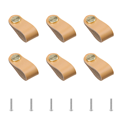 PeachPuff Leather Handle, Jewelry Box Accessories, with Aluminum Screws, PeachPuff, 140x25x11mm, Hole: 6mm