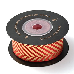 Stripe Rubans de polyester, avec marquage à chaud doré simple face, pour emballage cadeau bricolage, emballage de fleurs, rayure, 1 pouces (25 mm), 10 yards / rouleau (91.44m / roll)