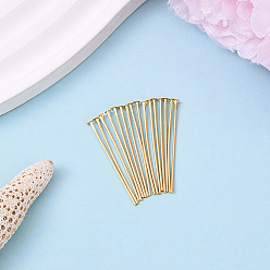 Настоящее золото 18K Латунные шпильки с плоской головкой, без никеля , долговечный, реальный 18 k позолоченный, 30x0.7 мм, Руководитель: 2 mm
