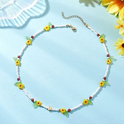 Красный Камень Ожерелья ручной работы из граненого круглого натурального красного яшмы с цветочным орнаментом в технике миллефиори и бисера для женщин., золотые, 16.54 дюйм (42 см)